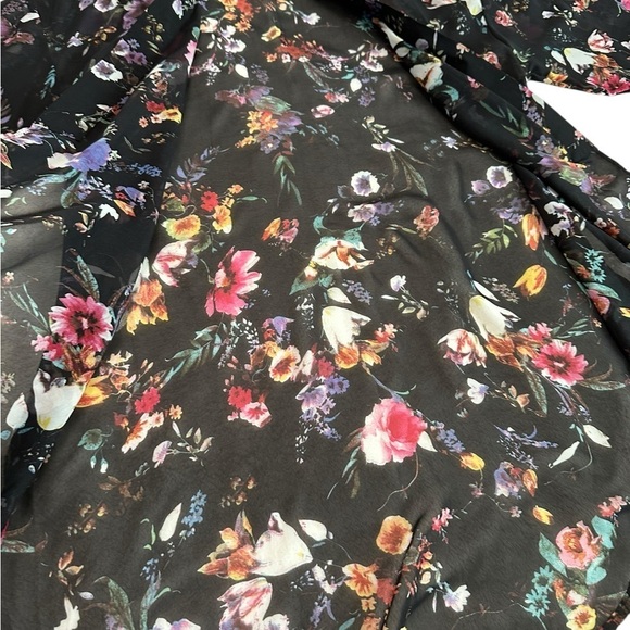 Poscilla Black Floral Open Front Kimono size L - Picture 16 of 17